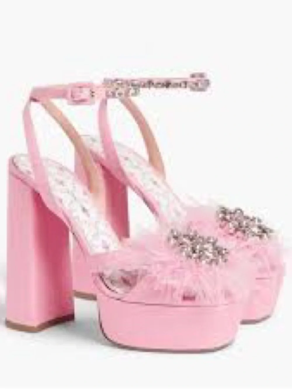 Pink feathered Hill House Home The Party Platform sandals by Vero Cuoio